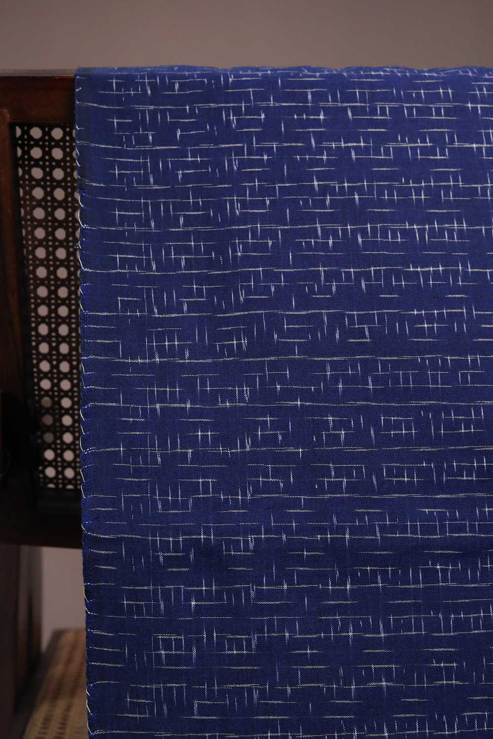 Dark Blue Ikat Cotton Fabric - Image 2