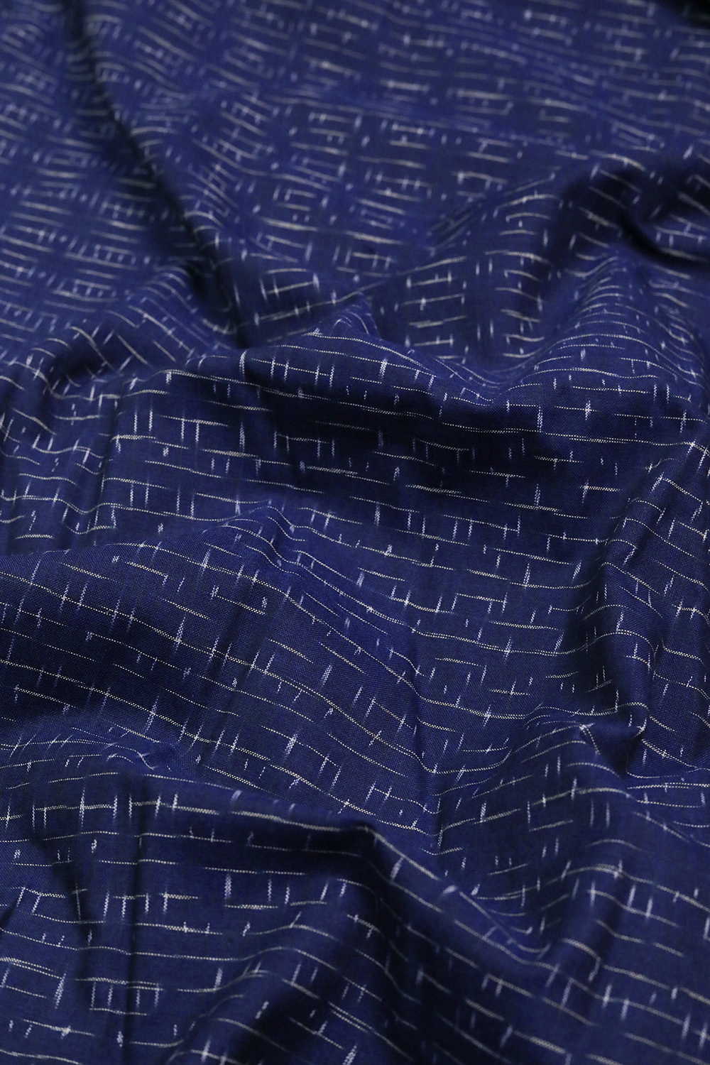 Dark Blue Ikat Cotton Fabric - Image 3