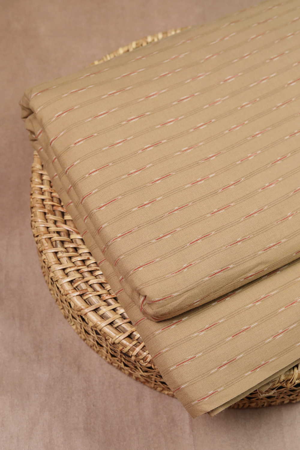 Soft Beige Ikat Cotton Fabric - Image 2
