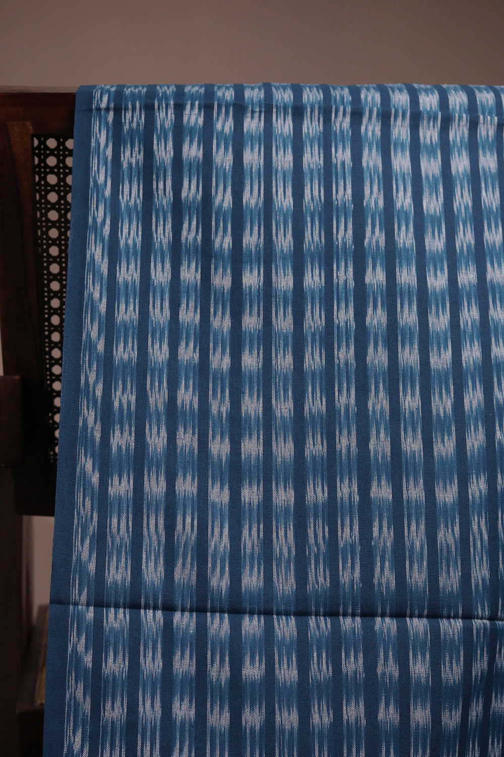 Stripe Patterned - Blue Ikat Cotton Fabric - Image 3