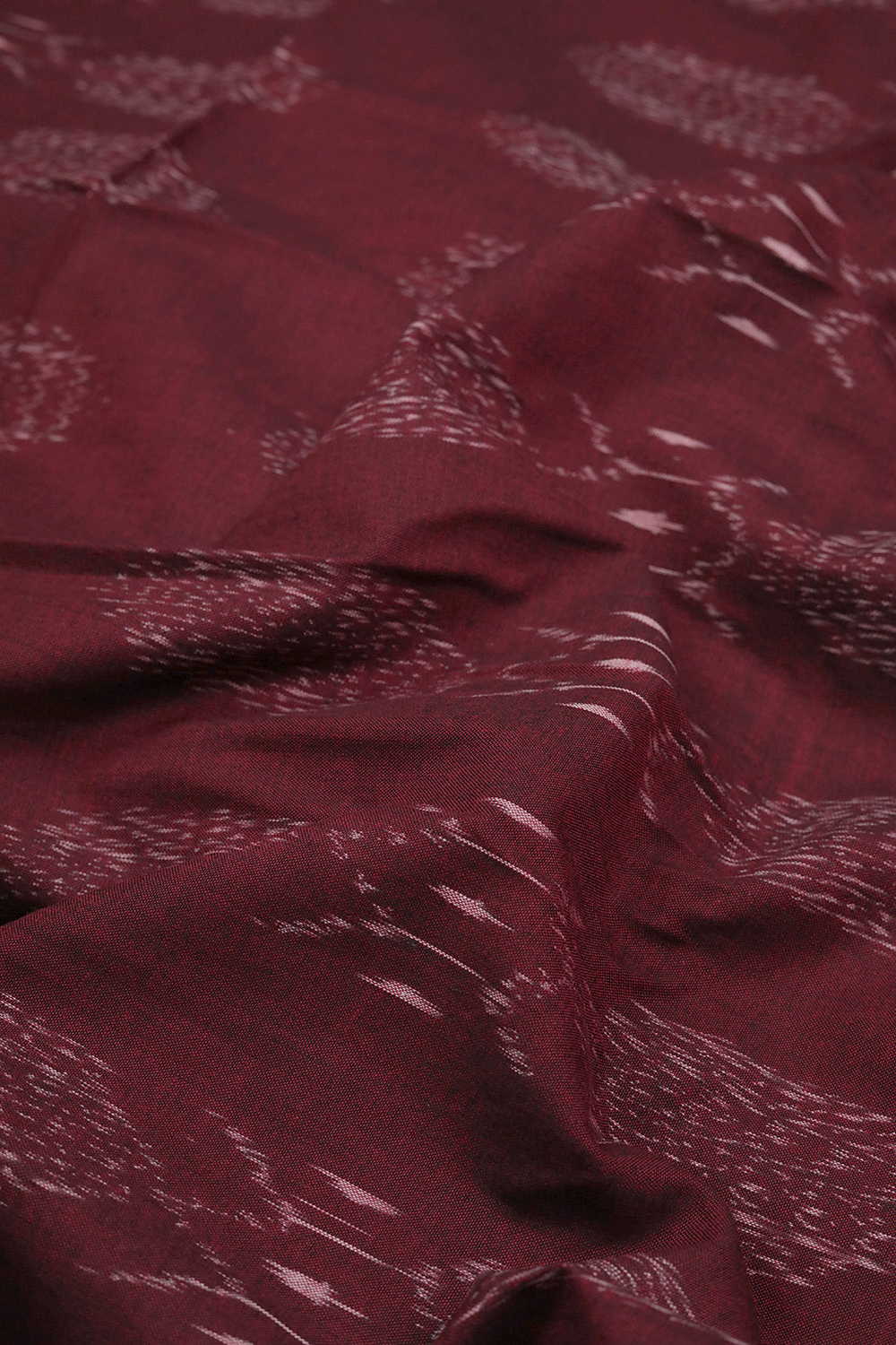 Shades of Maroon Ikat Cotton Fabric - Image 3