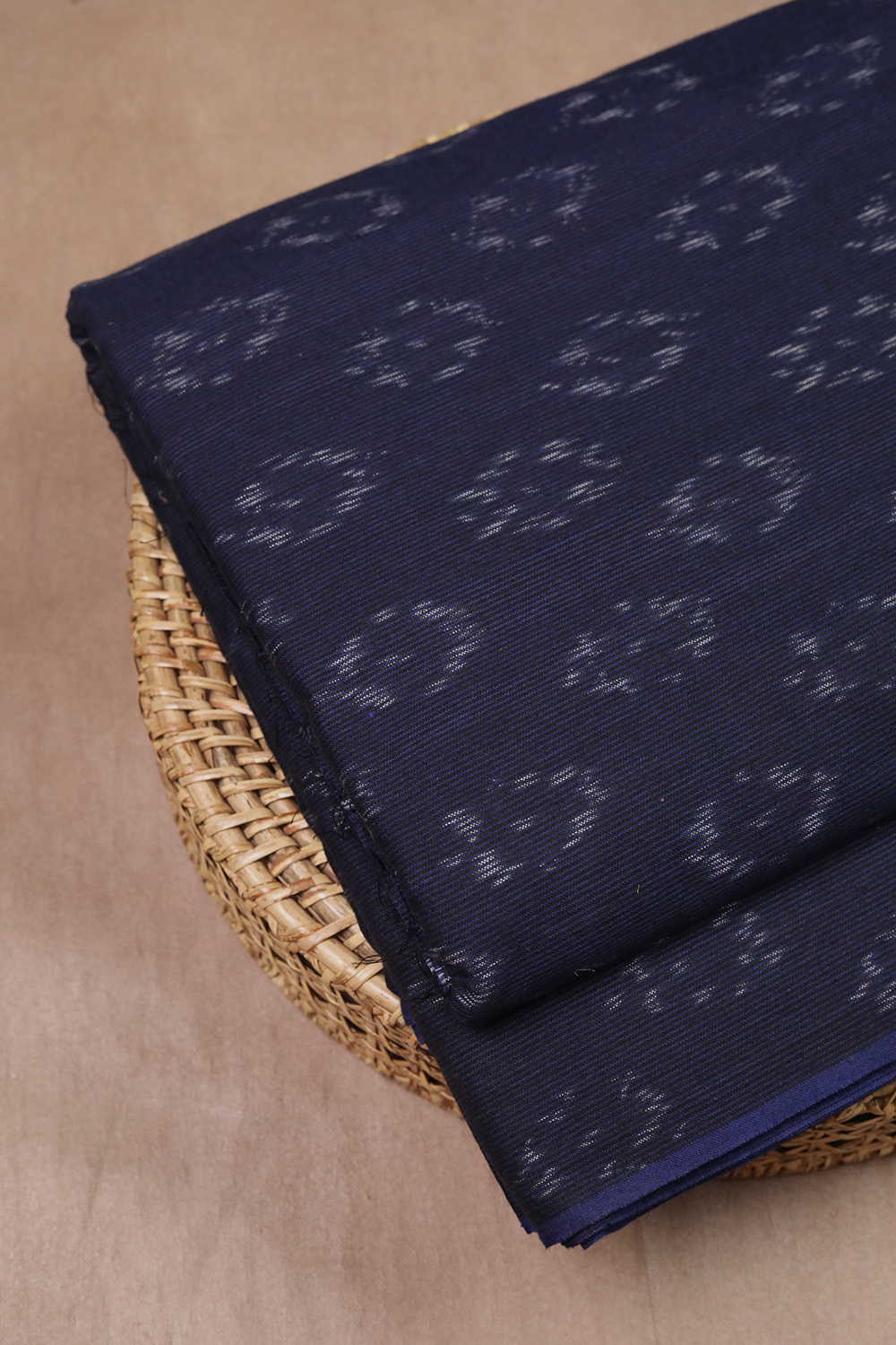 Midnight Blue Ikat Cotton Fabric