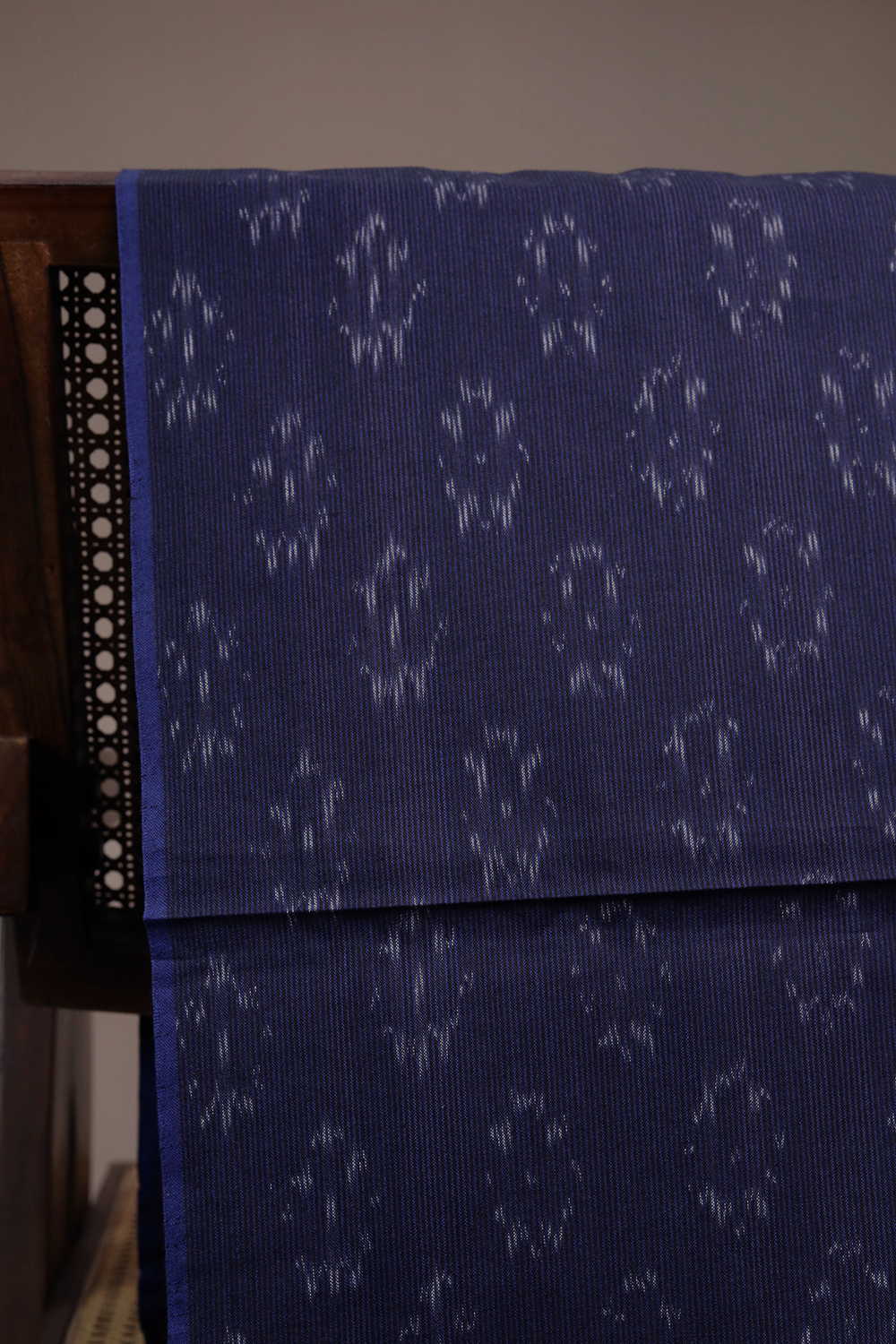 Midnight Blue Ikat Cotton Fabric - Image 2