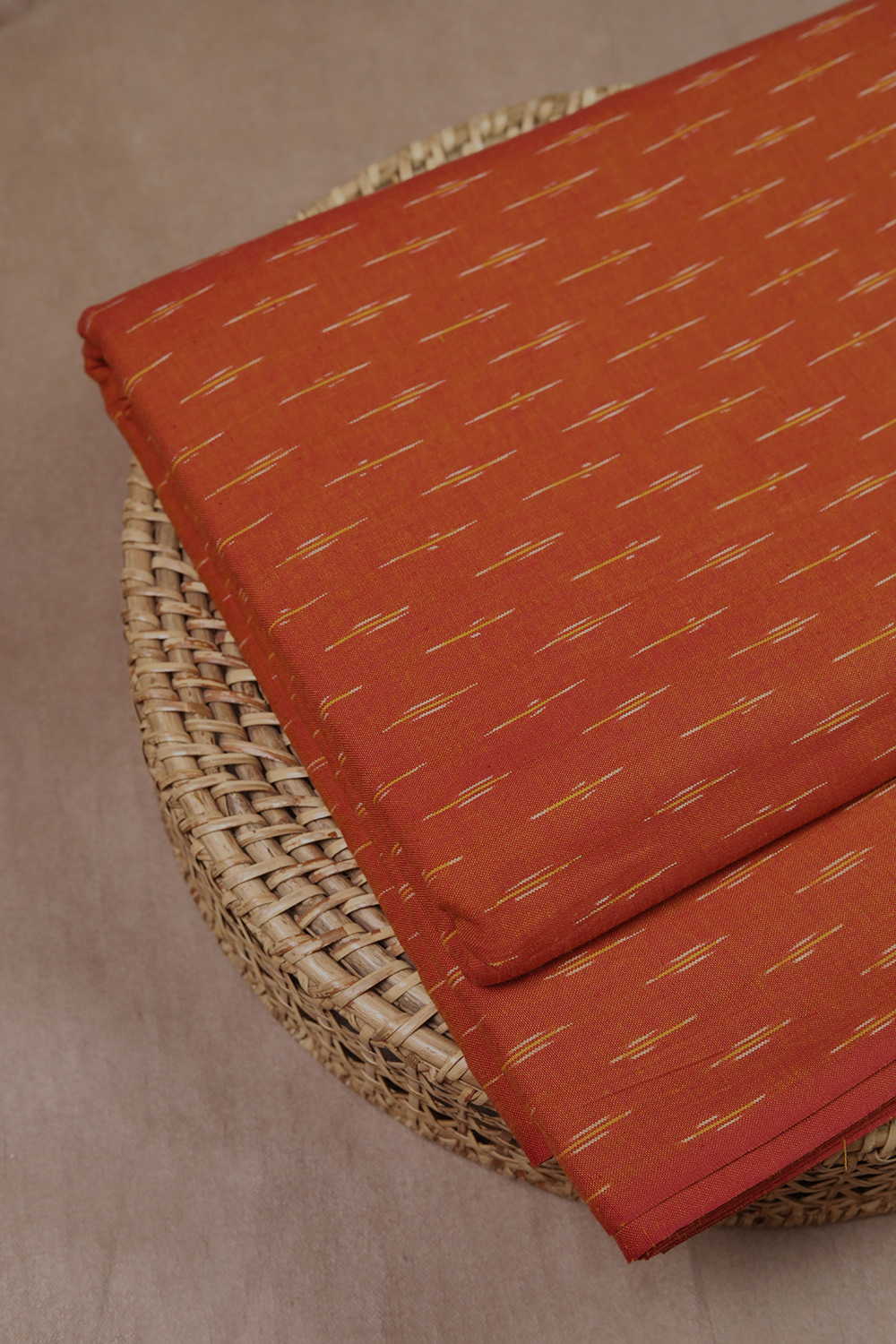 Darker Orange Ikat Cotton Fabric