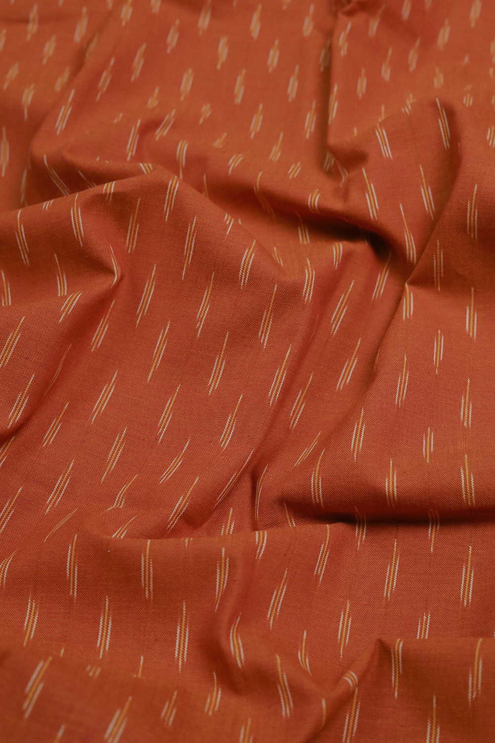 Darker Orange Ikat Cotton Fabric - Image 3