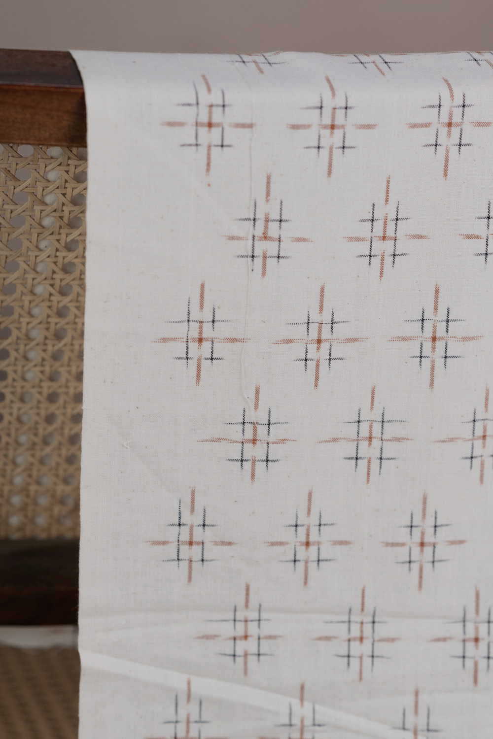 Ivory Cream Ikat Cotton Fabric
