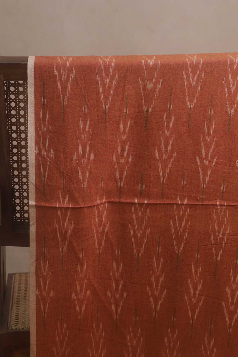 Sunset Orange Ikat Cotton Fabric - Image 2