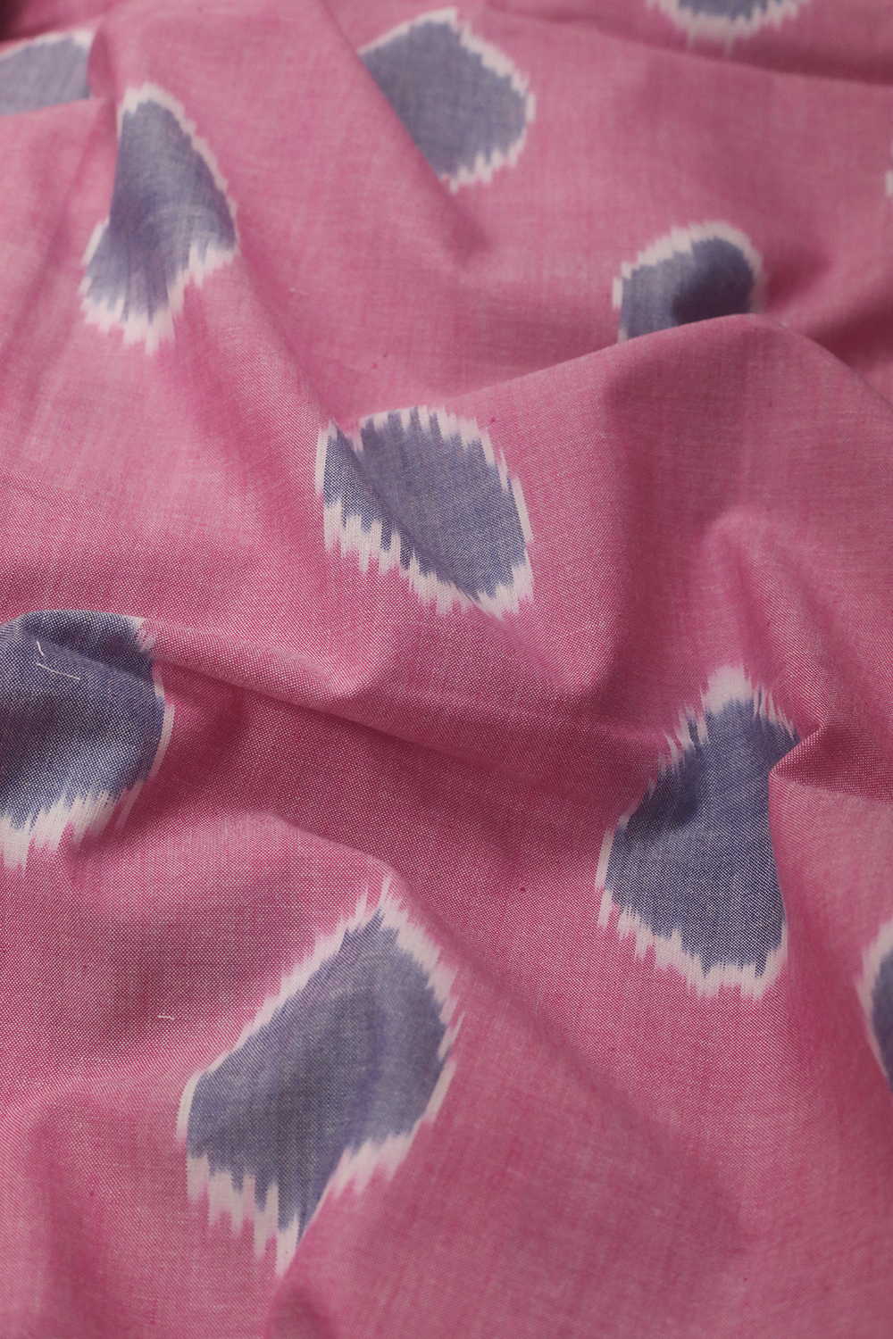 Grey Buttas on Pink Ikat Cotton Fabric - Image 3