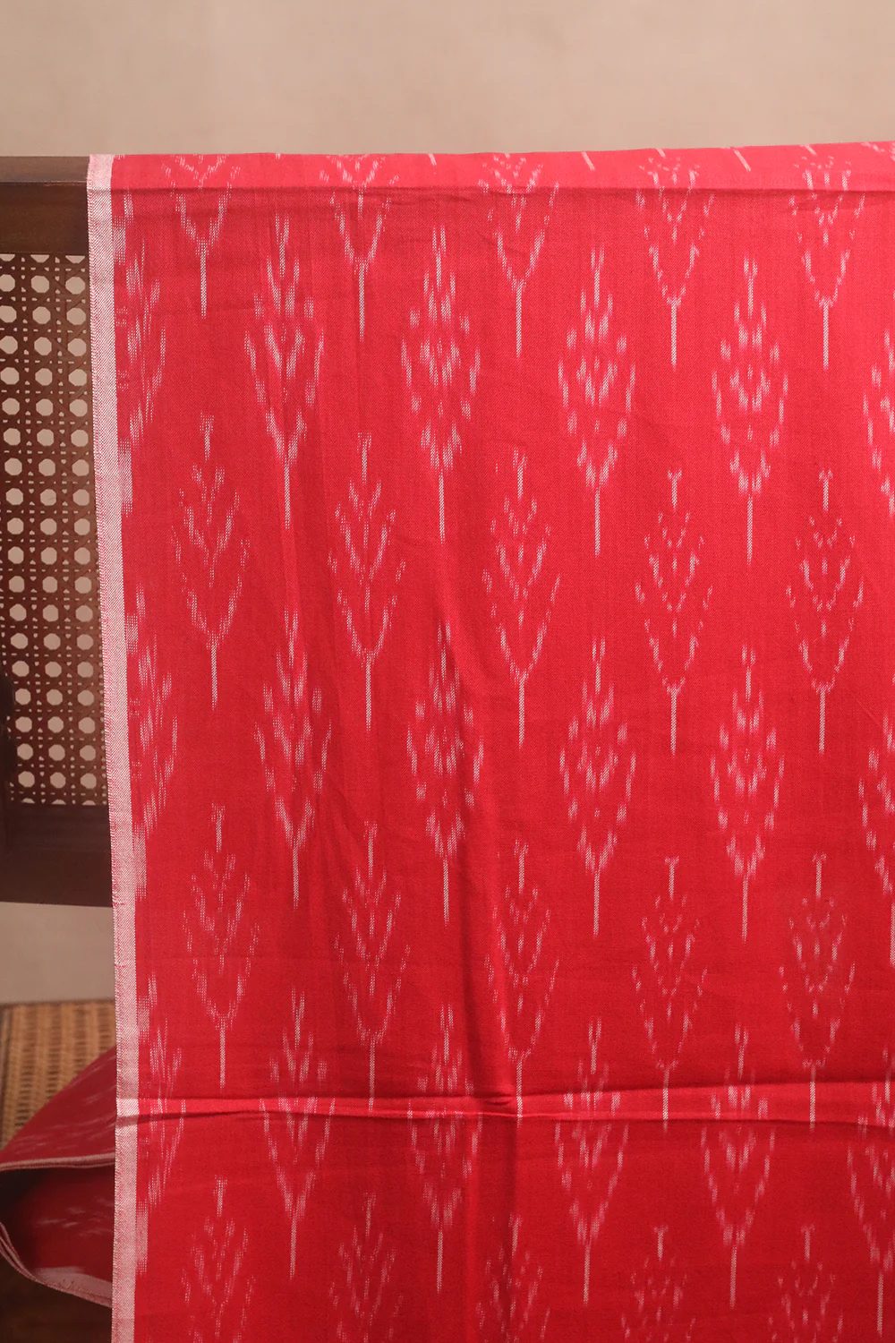 Pinkish Red Ikat Cotton Fabric - Image 2