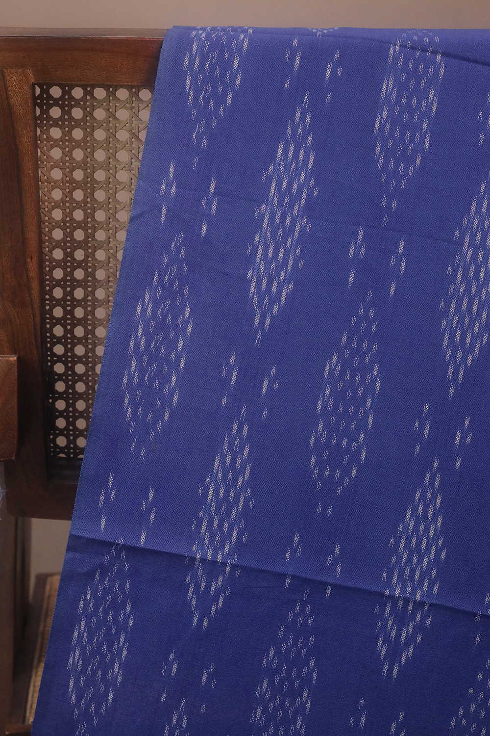 Butta on Dark Blue Ikat Cotton Fabric - Image 3