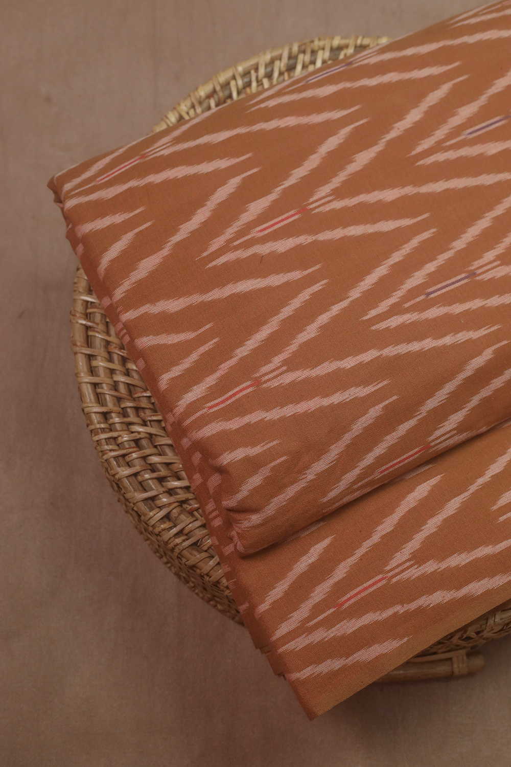 Darker Beige Ikat Cotton Fabric