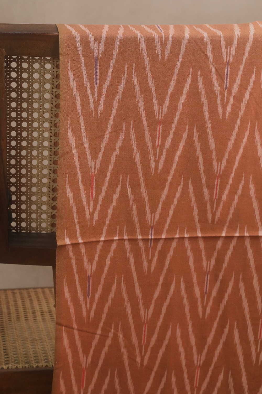 Darker Beige Ikat Cotton Fabric - Image 2