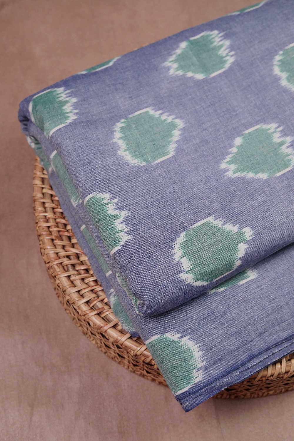 Green Polka Ikat Cotton Fabric