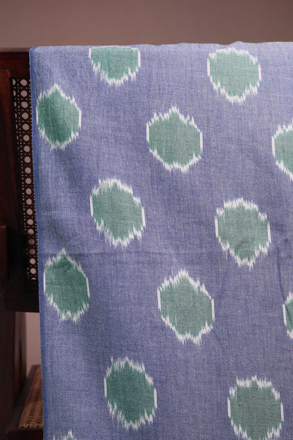 Green Polka Ikat Cotton Fabric - Image 2