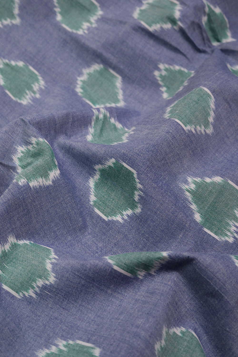 Green Polka Ikat Cotton Fabric - Image 3