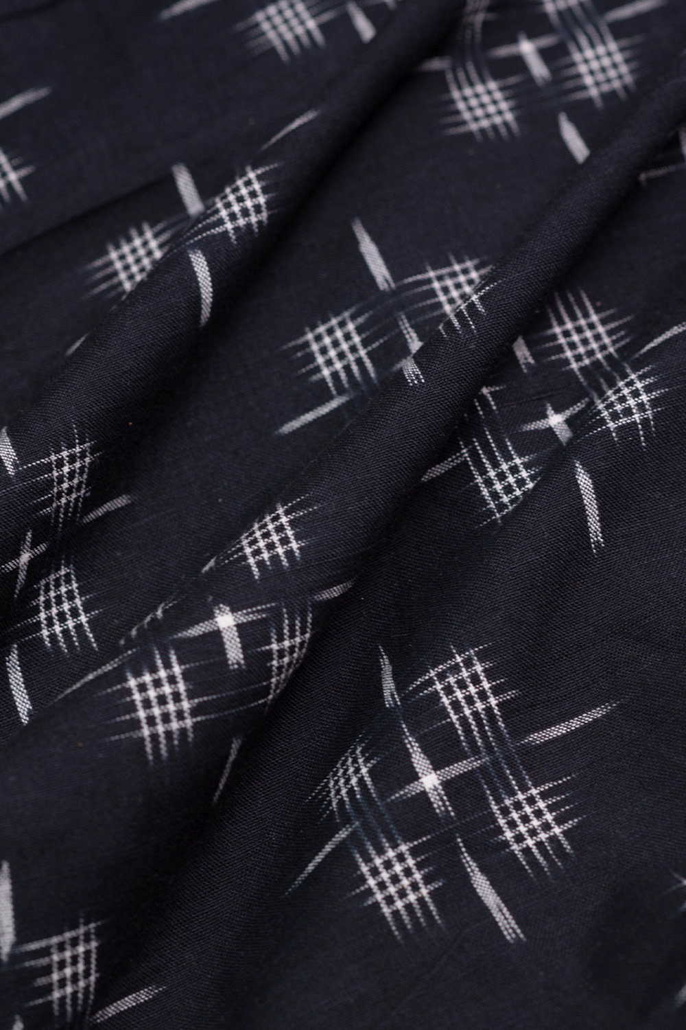 Pitch Black Double Ikat Cotton Fabric - Image 3