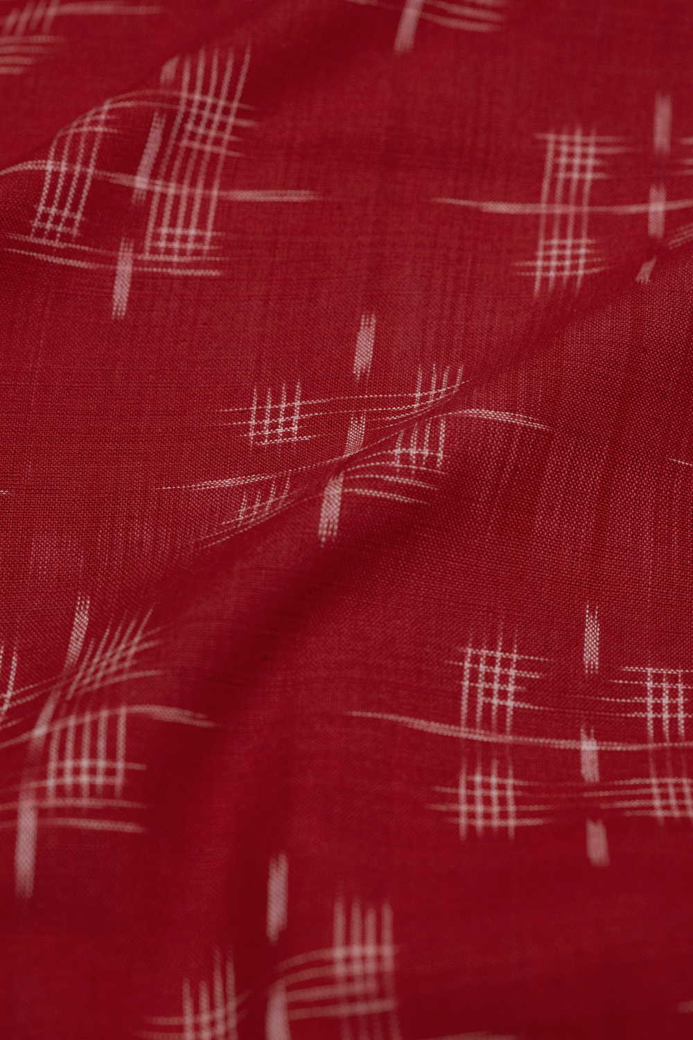 Dark Maroon Double Ikat Cotton Fabric - Image 3