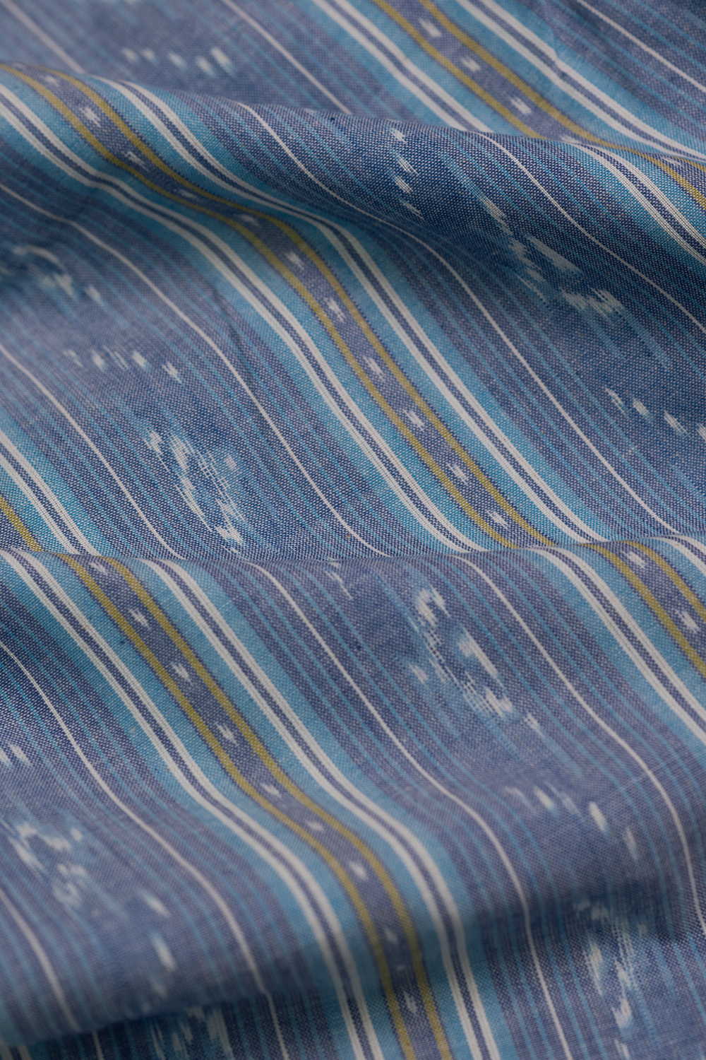 Medium Blue Natural Dyed Ikat Cotton Fabric - Image 2