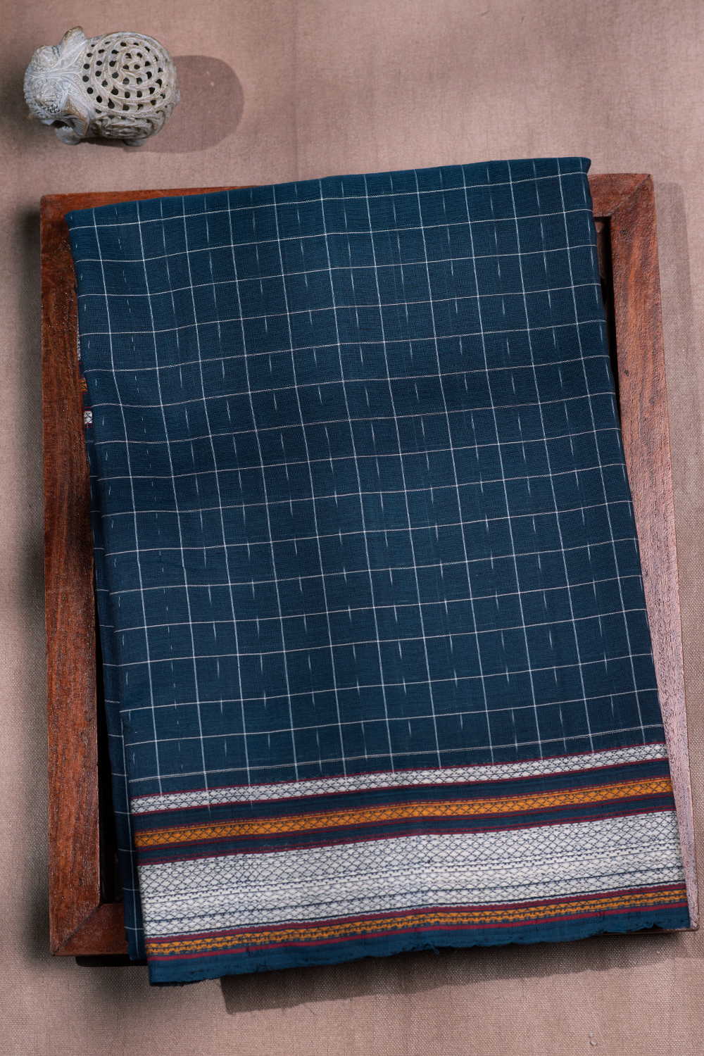 Checkered Pochampally Ikat Cotton saree