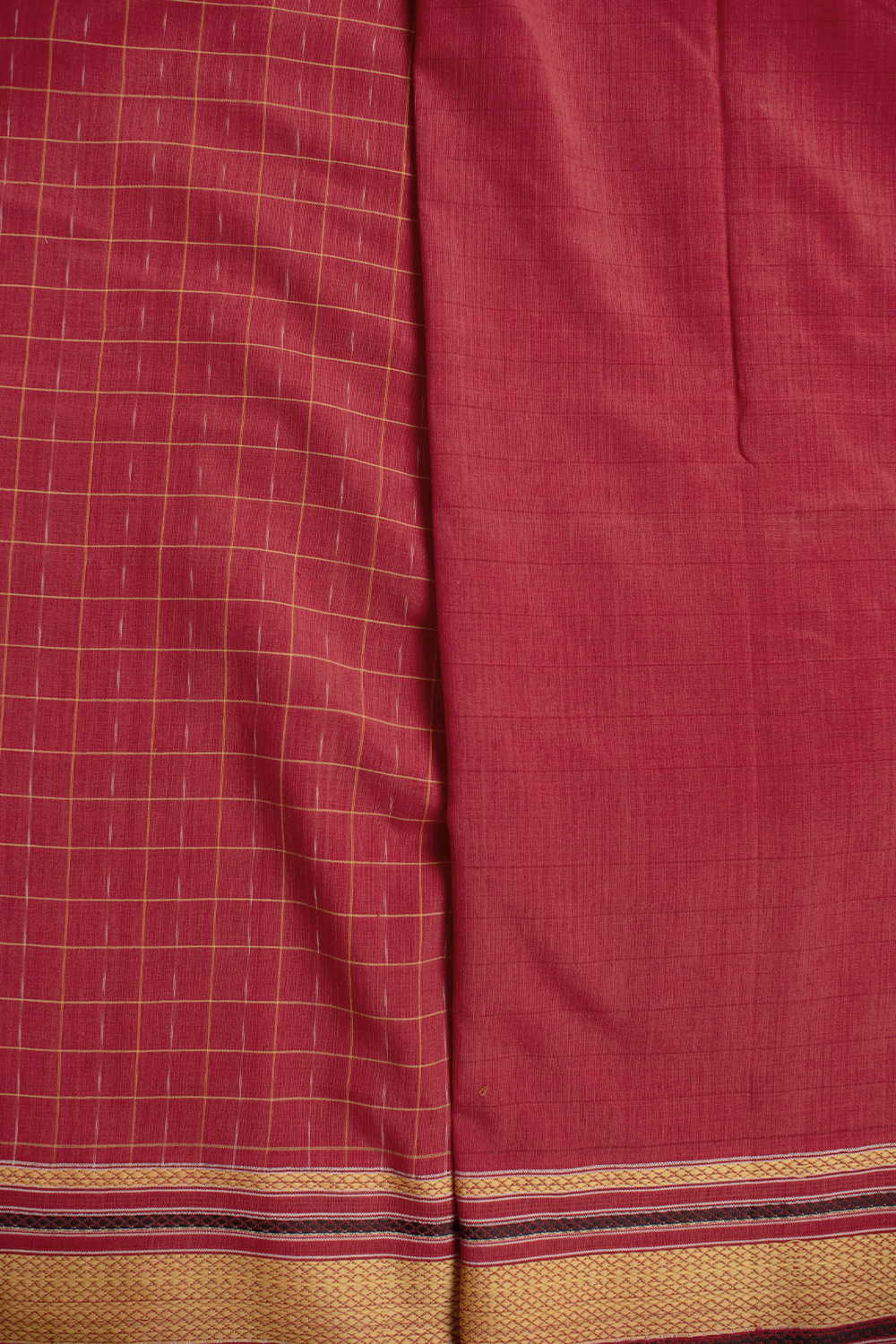 Candy Light Red Ikat Cotton saree - Image 4