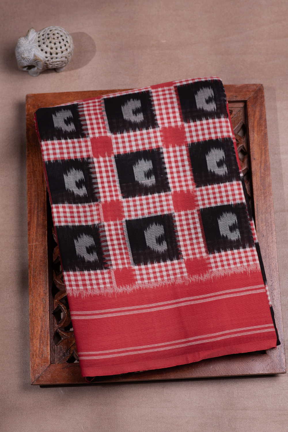 Crimson Mosaic Telia Rumal Ikat Cotton Saree