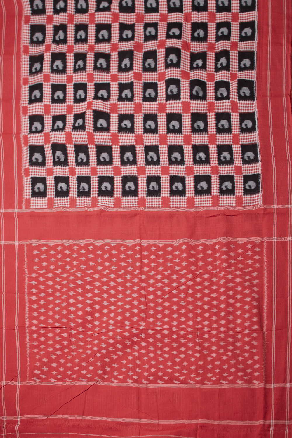 Crimson Mosaic Telia Rumal Ikat Cotton Saree - Image 2