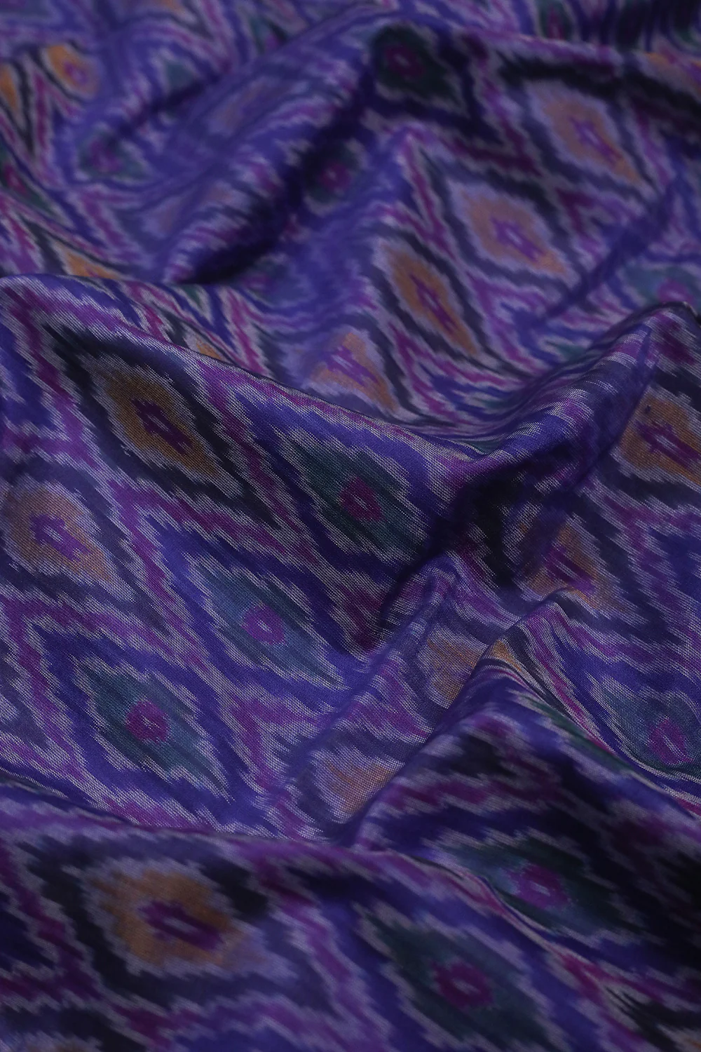 Diagonal Motifs - Violet Ikat Silk Cotton Fabric - Image 3