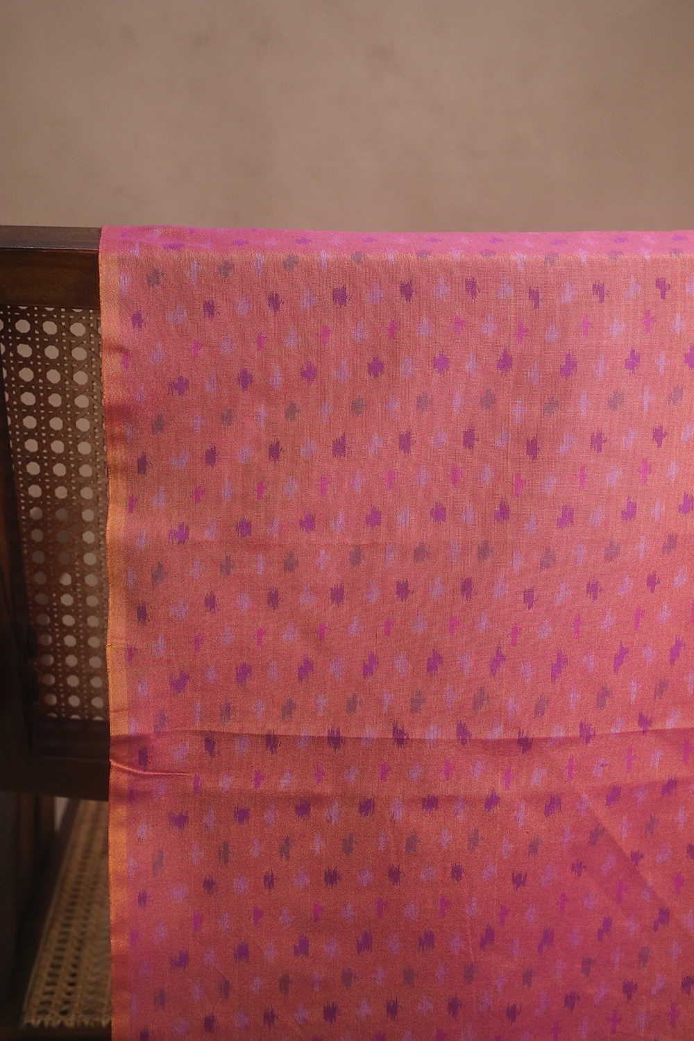 Twin Shaded Brown  Ikat Silk Cotton Fabric - Image 2