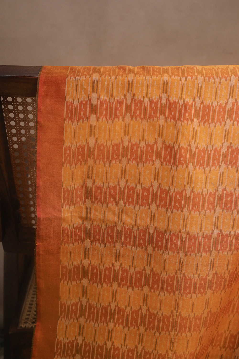 Yellow Shaded Ikat Silk Cotton Fabric - Image 2