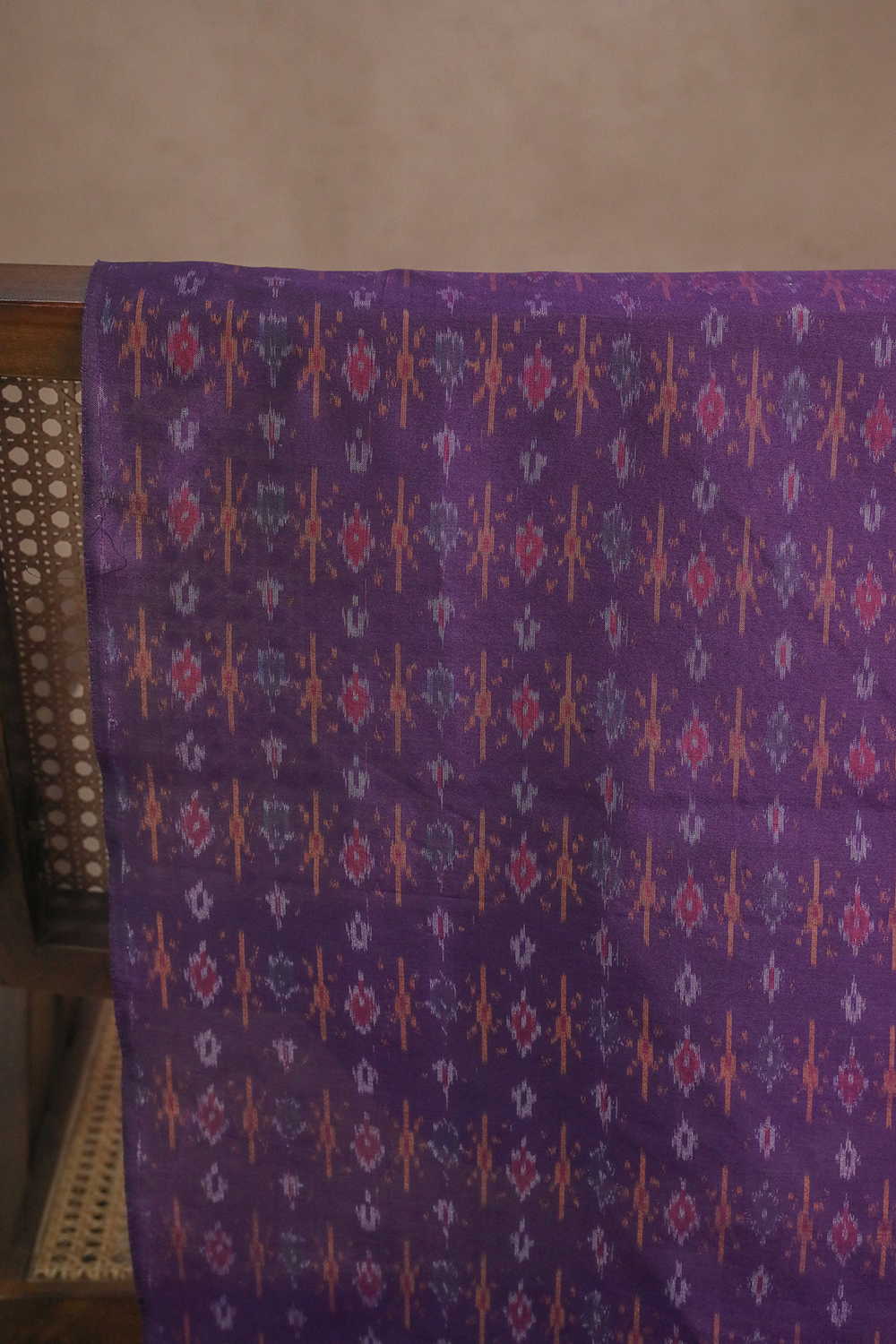 Deep Purple Ikat Silk Cotton Fabric - Image 2