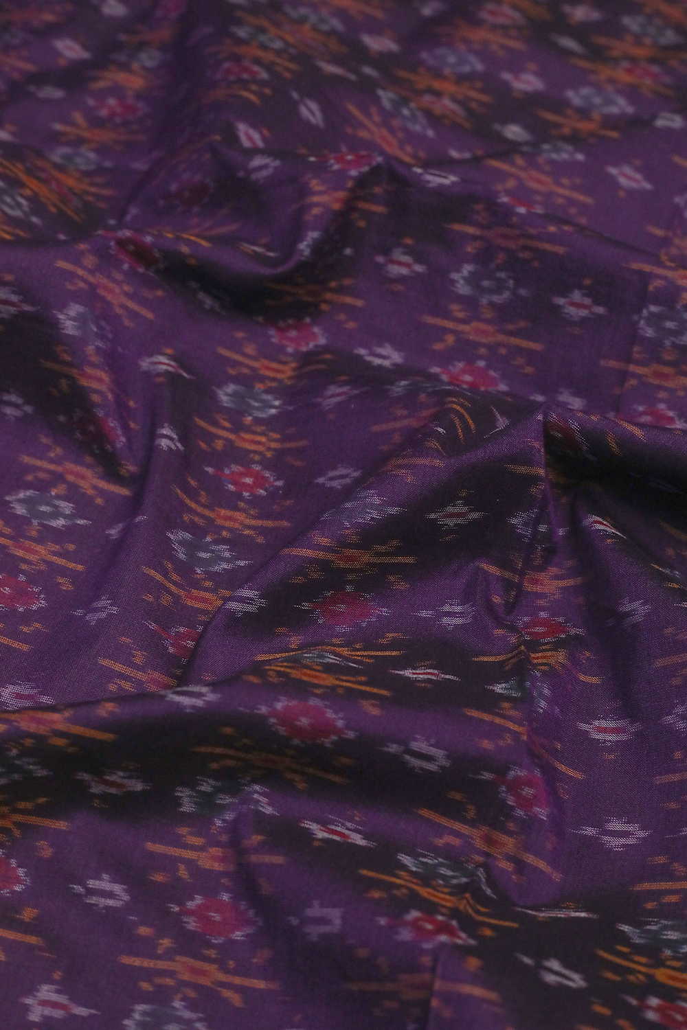 Deep Purple Ikat Silk Cotton Fabric - Image 3