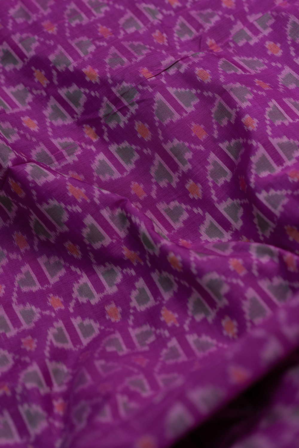 Magenta Pink Ikat Silk Cotton Fabric - Image 3