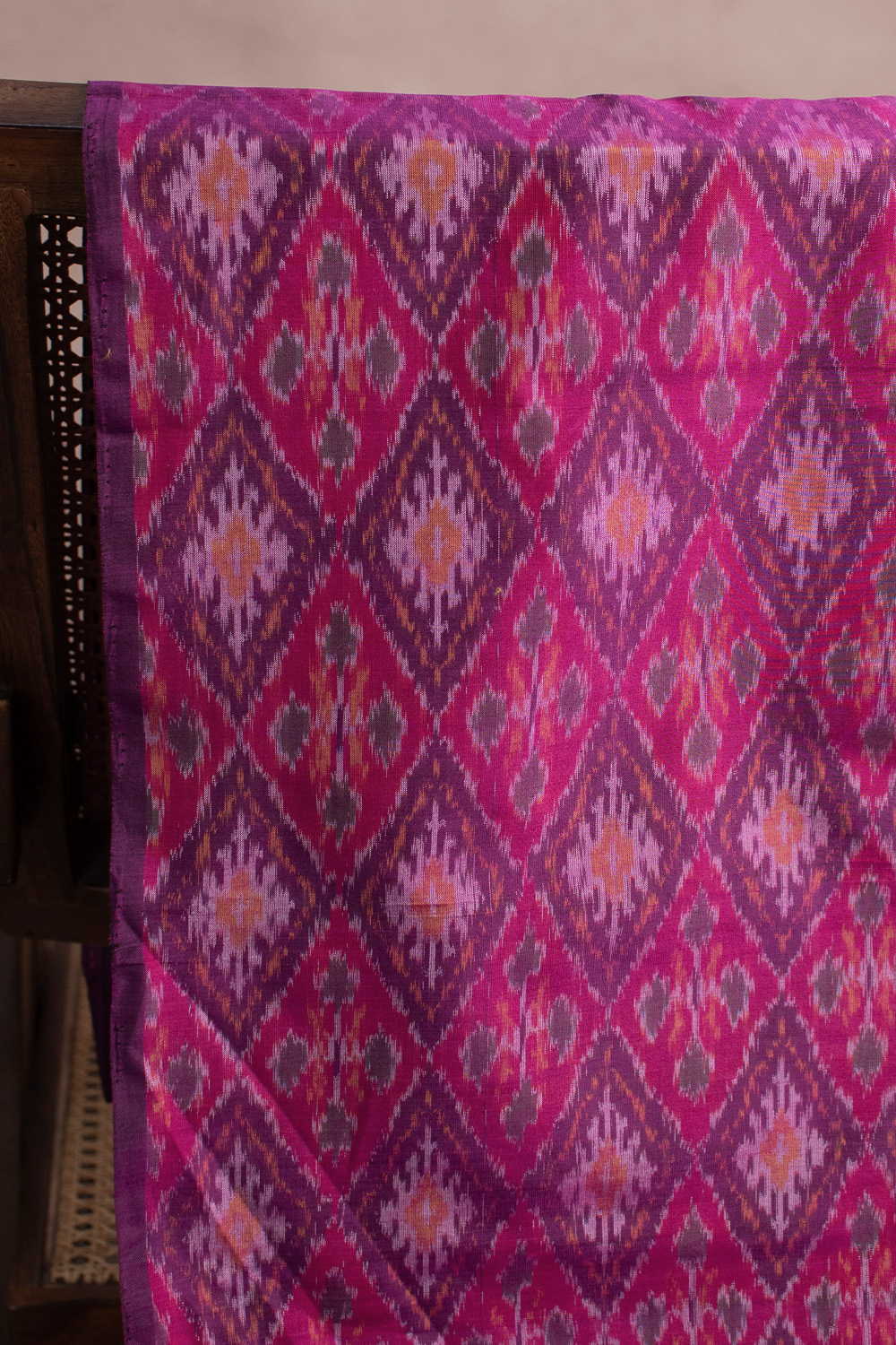 Pink Ikat Silk Cotton Fabric