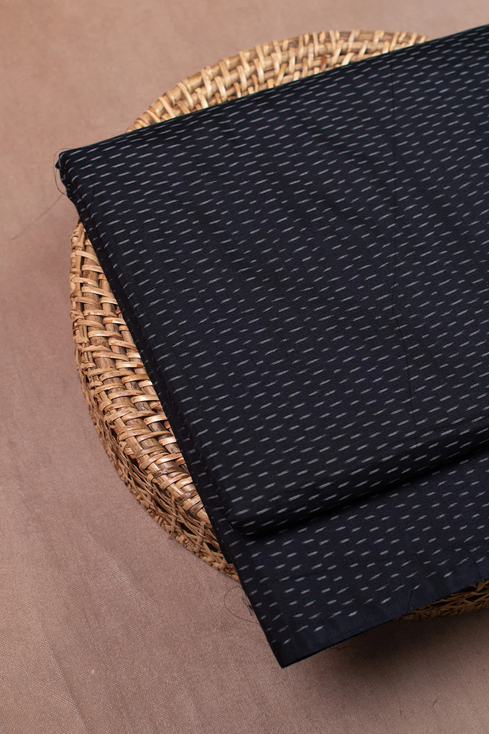 Tiny Line - Black Ikat Silk Cotton Fabric