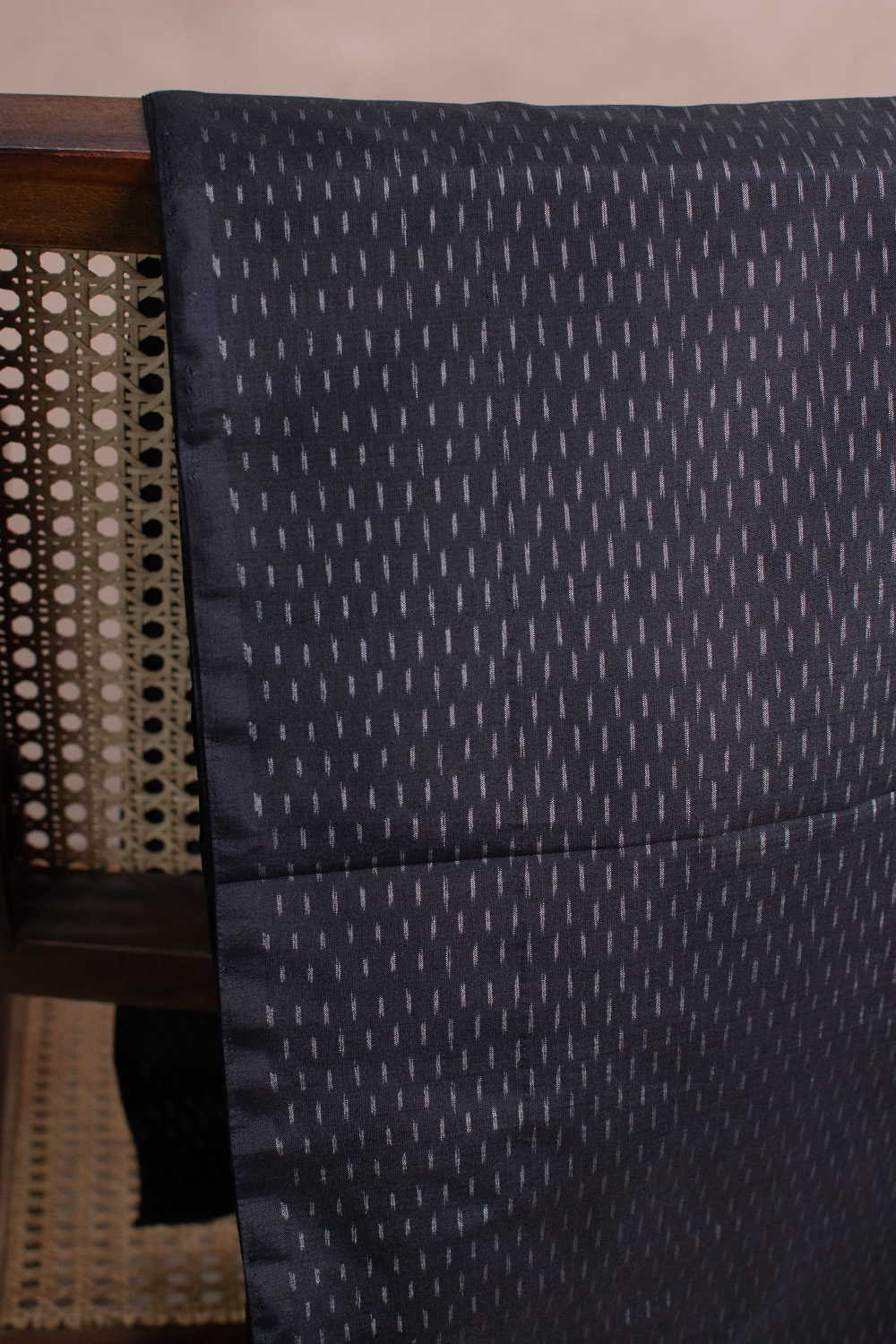Tiny Line - Black Ikat Silk Cotton Fabric - Image 3