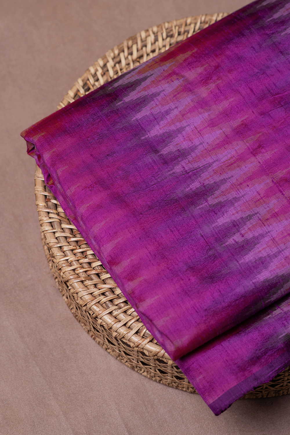Purple Pattern Ikat Silk Fabric