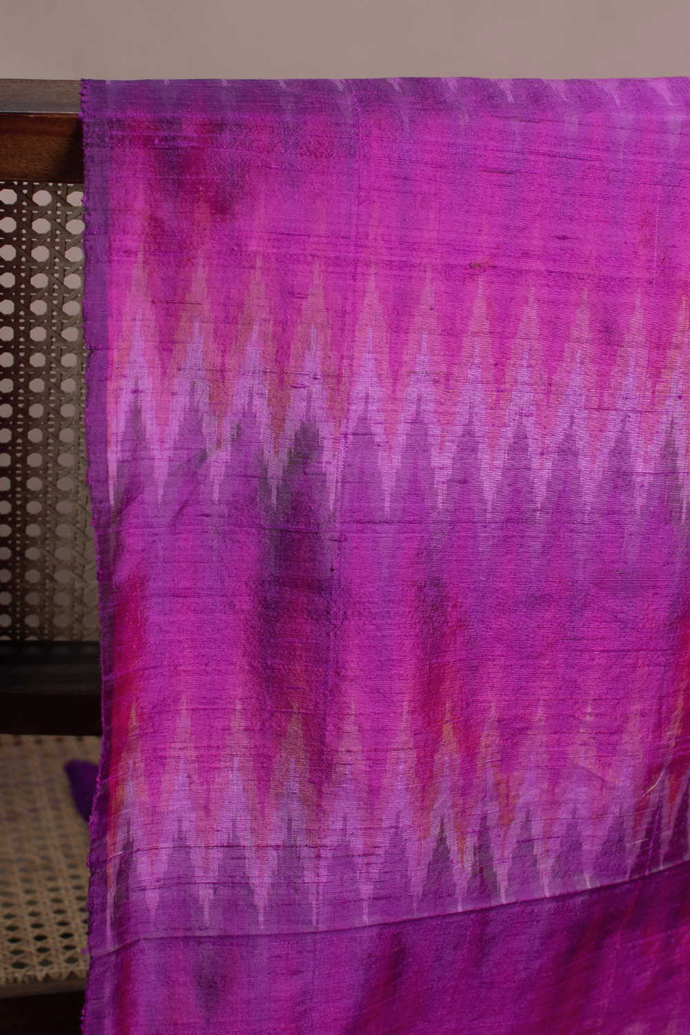 Purple Pattern Ikat Silk Fabric - Image 3