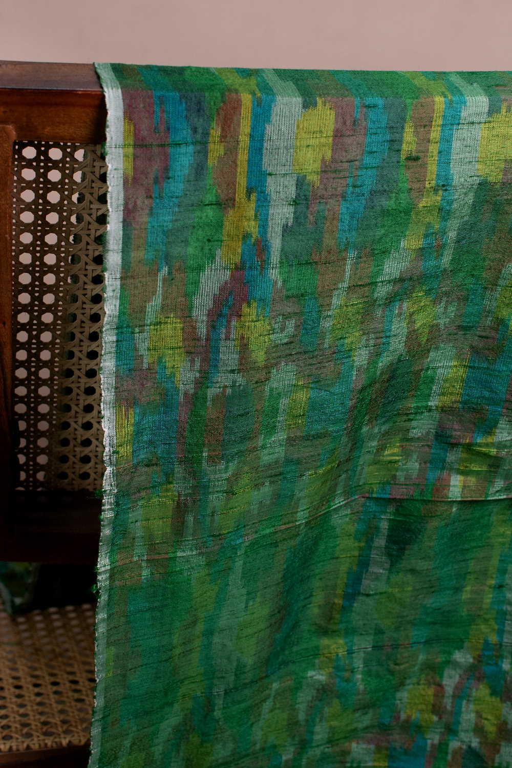 Green Universe Ikat Silk Fabric