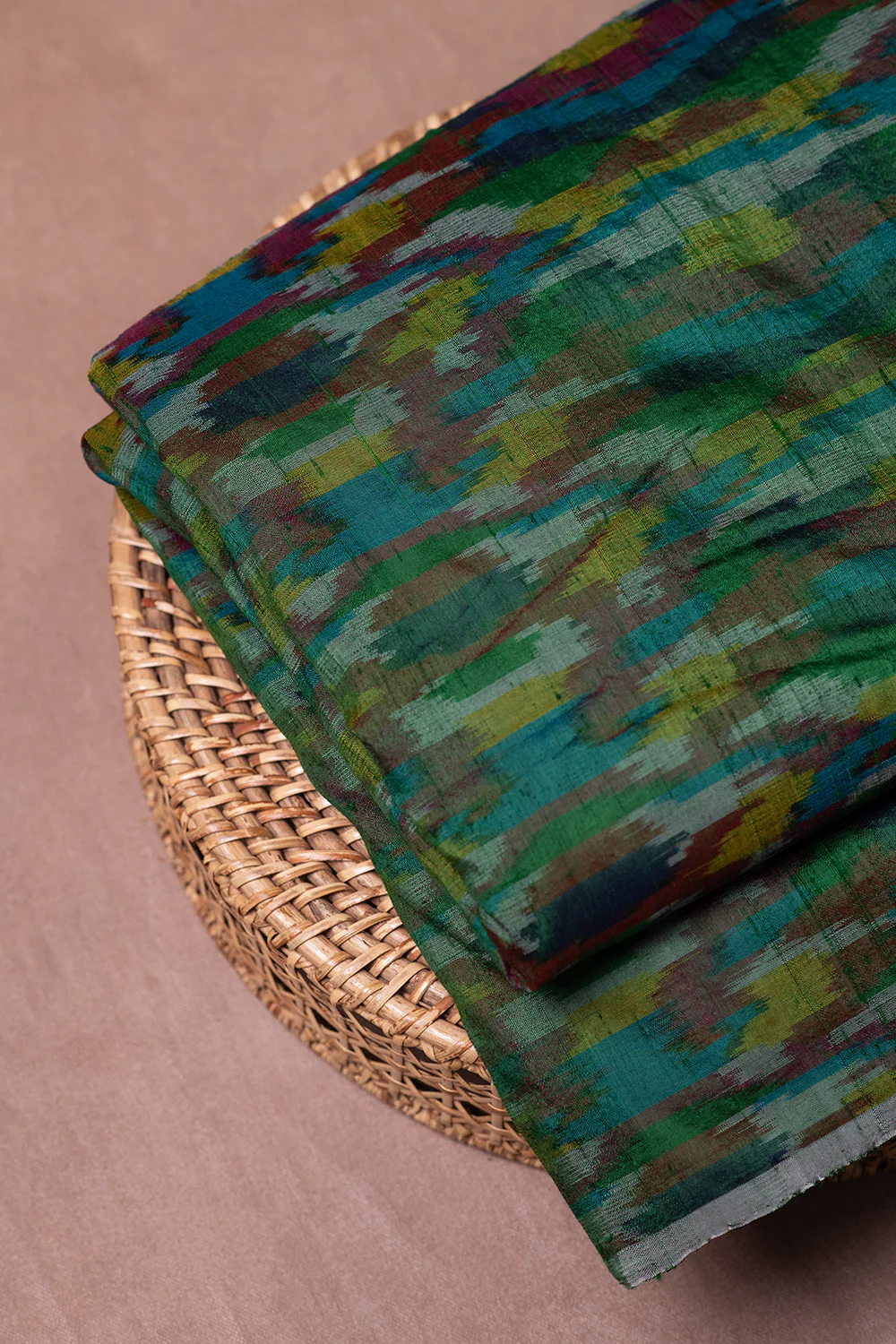 Green Universe Ikat Silk Fabric - Image 2