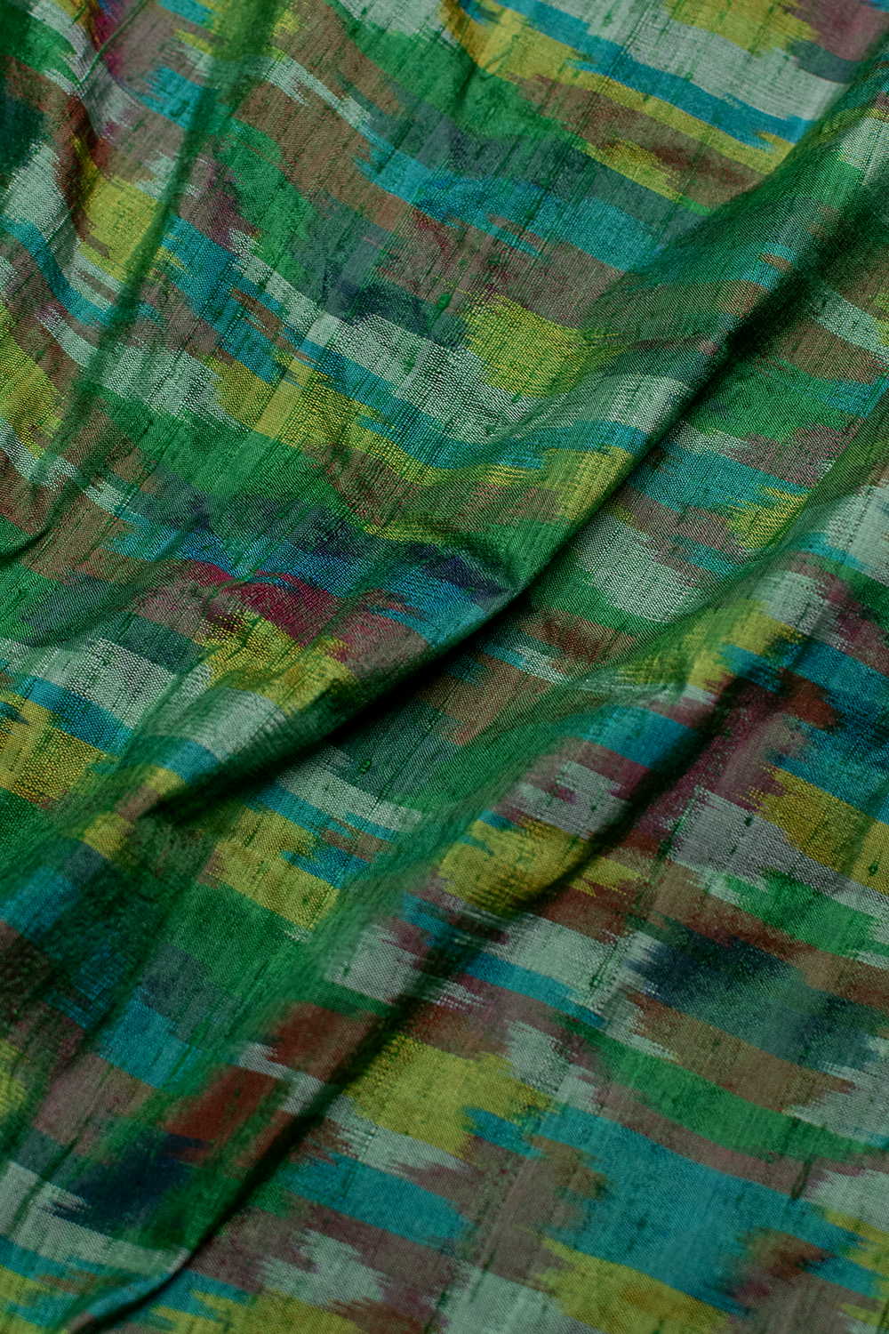 Green Universe Ikat Silk Fabric - Image 3