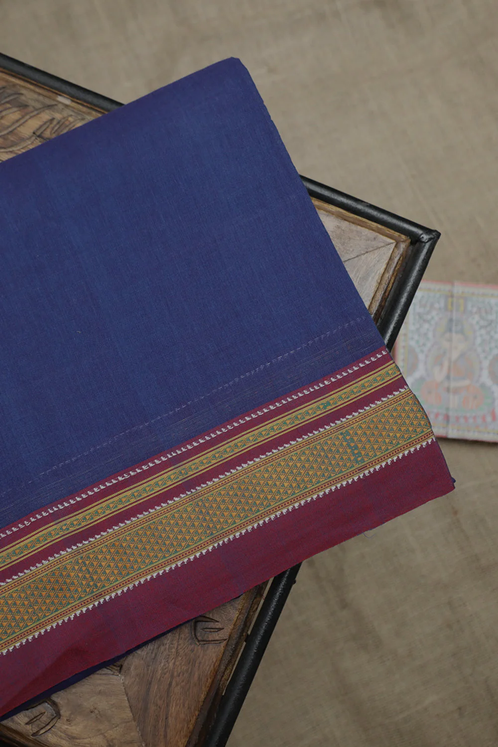 Egyptian Blue Ilkal Cotton Saree