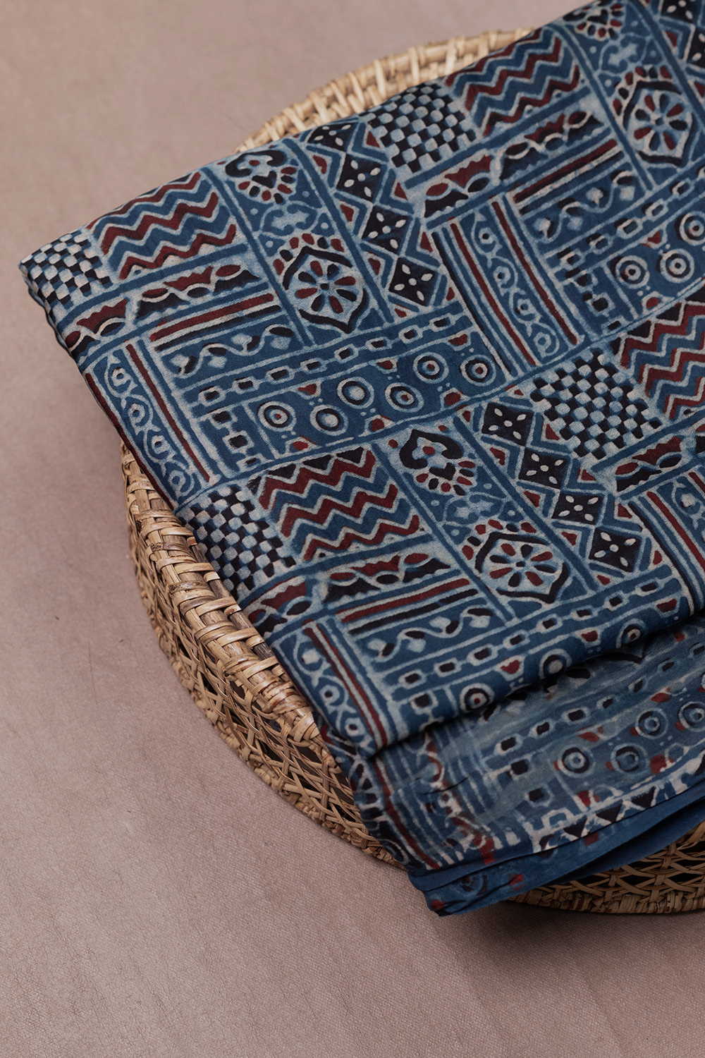 Indigo Ajrak Modal Silk Fabric - 0.55m