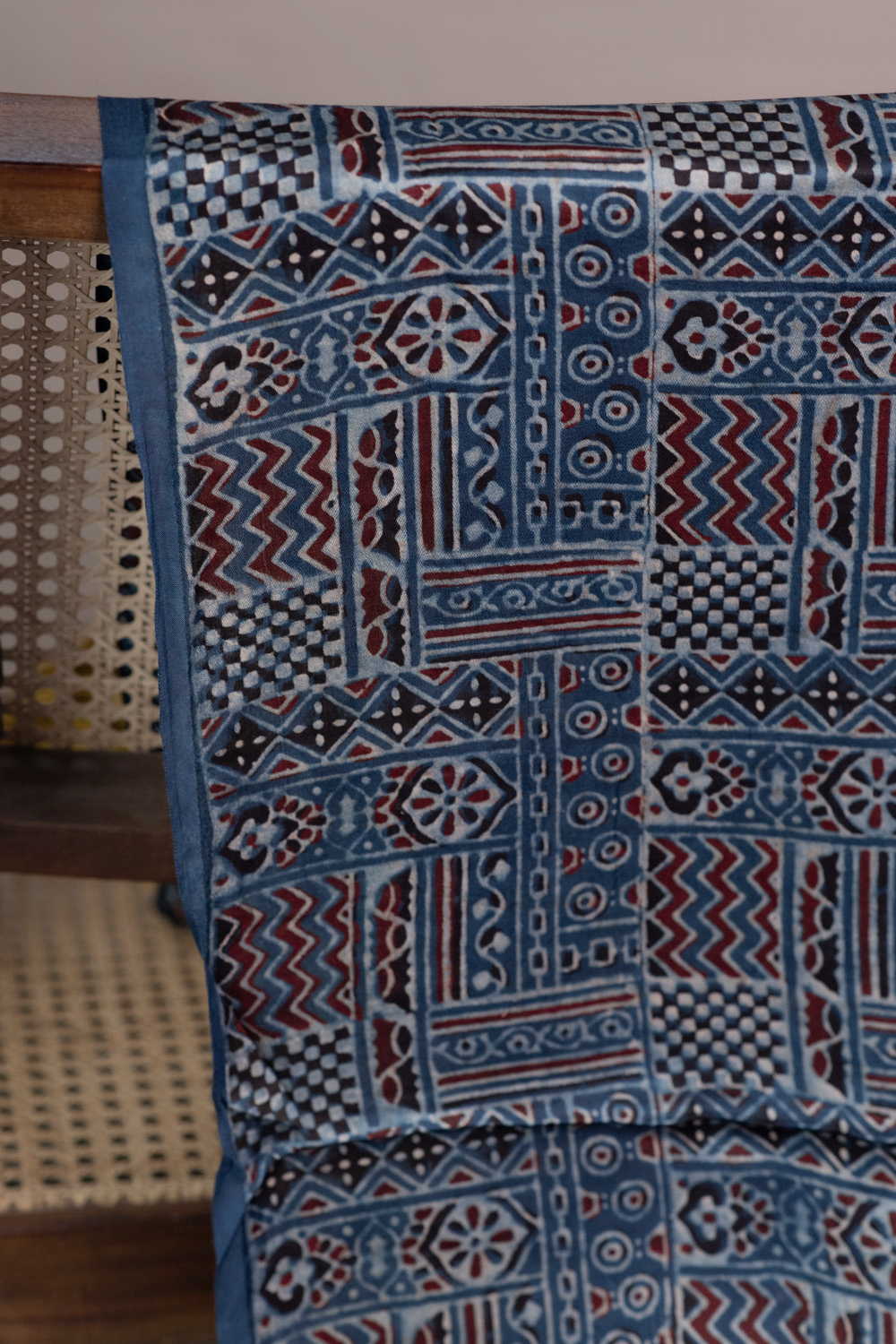 Indigo Ajrak Modal Silk Fabric - 0.55m - Image 2