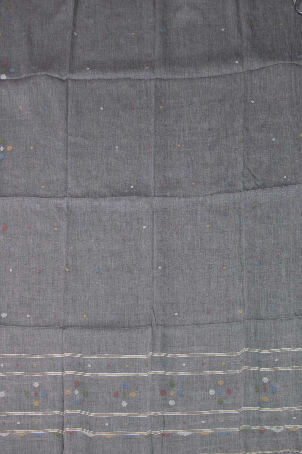 Grey Shaded Jamdani Cotton Dupatta - Image 2