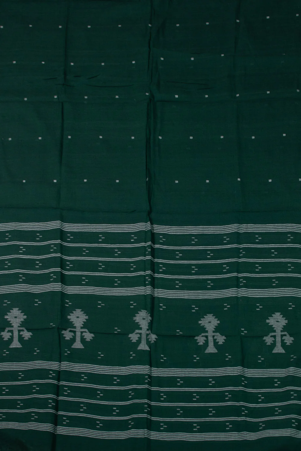 Deep Green Jamdani Cotton Dupatta - Image 3