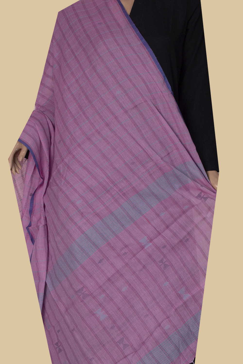 Stripes on Pink Jamdani Cotton Dupatta