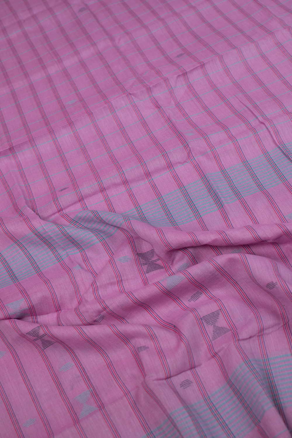 Stripes on Pink Jamdani Cotton Dupatta - Image 2
