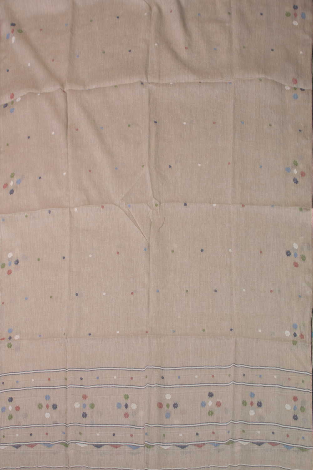 Beige Shaded Jamdani Cotton Dupatta - Image 3
