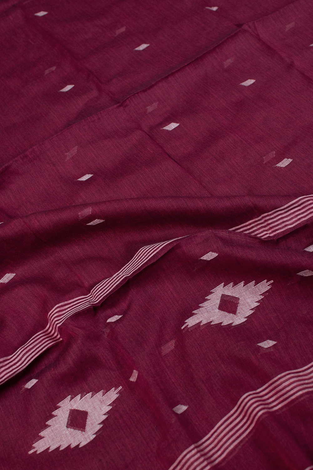 Cream Buttas on Pink Jamdani Cotton Dupatta - Image 2
