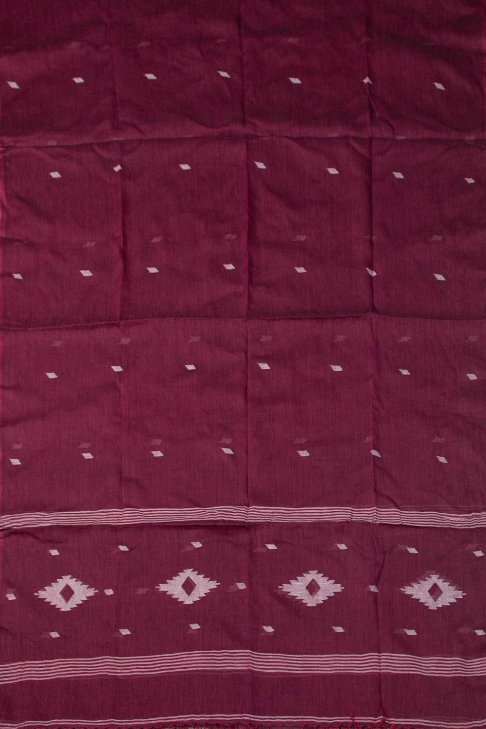 Cream Buttas on Pink Jamdani Cotton Dupatta - Image 3